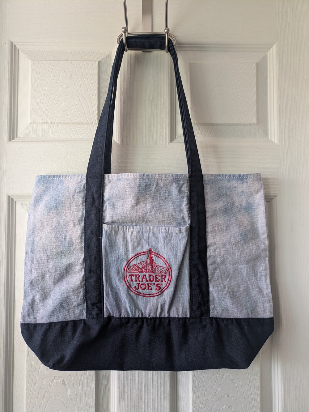 Blue Ice-Dyed Trader Joe's Large Canvas Tote